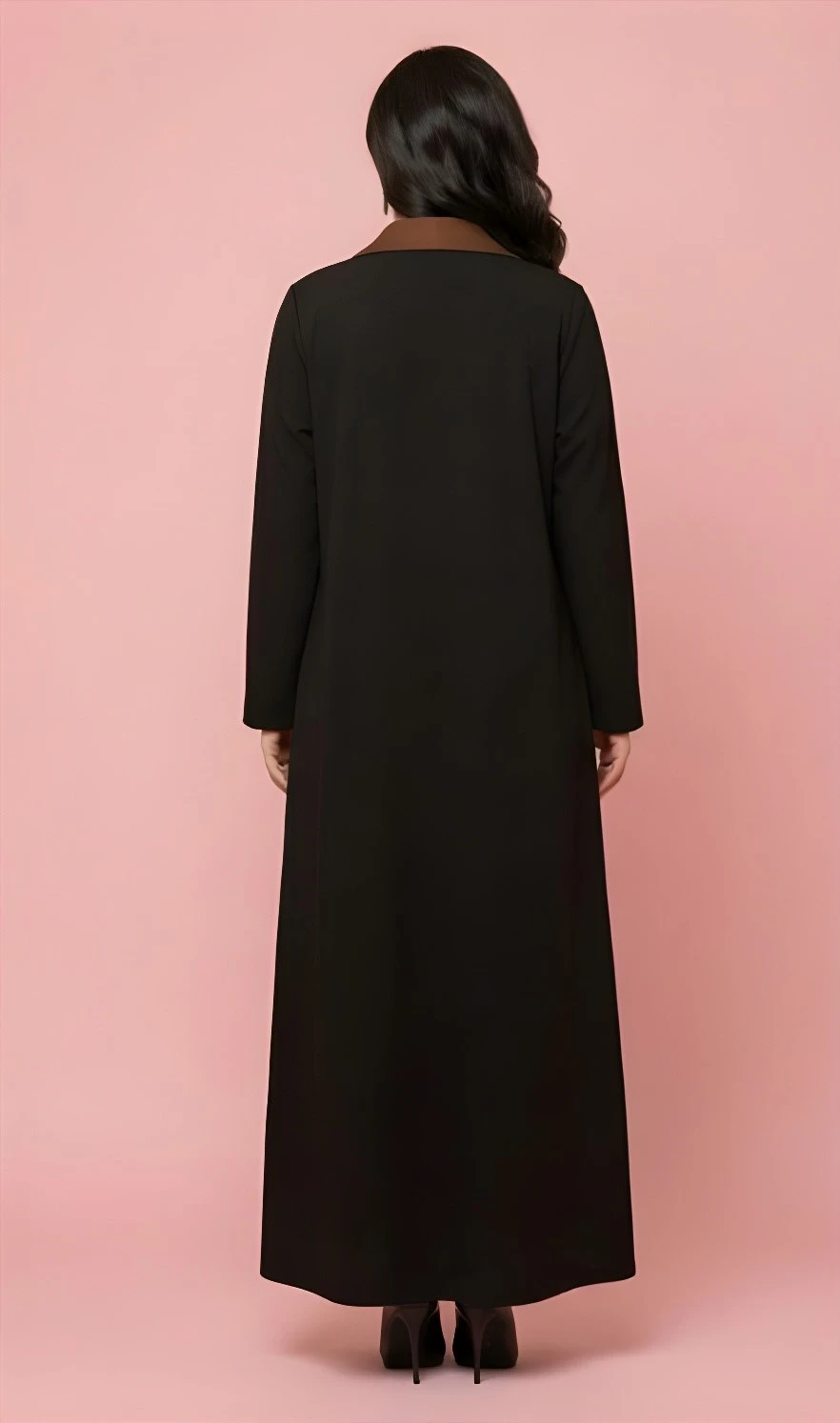 Diagonal stripe Abaya in black & brown
